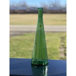 Empoli Green Glass Italian Genie Bottle‎ NO STOPPER Decanter Italy